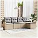 Set Divano da Giardino 5 Pezzi con Cuscini Beige Polyrattan - Foto miniatura 2