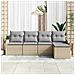 Set Divano da Giardino 5 Pezzi con Cuscini Beige Polyrattan - Foto miniatura 3
