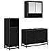 Set di mobili per il bagno 3 pcs Rovere Nero Legno multistrato - Foto miniatura 1