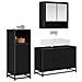 Set di mobili per il bagno 3 pcs Rovere Nero Legno multistrato - Foto miniatura 2