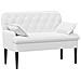 Loveseat con bottoni imbottiti Bianco 111 x 68 x 80 cm Tessuto - Foto miniatura 1