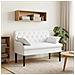 Loveseat con bottoni imbottiti Bianco 111 x 68 x 80 cm Tessuto - Foto miniatura 2