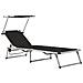 Lettino Pieghevole con Tettuccio Alluminio e Textilene Nero - Foto miniatura 1