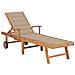 Lettino Prendisole con Cuscino Beige in Massello di Teak - Foto miniatura 1