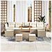 Set di divani da giardino da 10 pezzi con cuscini beige in polyrattan e acacia, Divano da giardino a 2 posti con spazio di stoccaggio e cuscini beige in polyrattan, Set da pranzo da giardino da 3 pezzi con cuscini beige in polyrattan e acacia - Foto miniatura 3