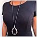 Collana Lunga ""eternal Wave"" In Pelle Nera Placcata Argento - Foto miniatura 3