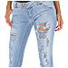 Pantaloni Lunghi In Denim Effetto Consumato E Strappato 10dbf0094 Donna - Foto miniatura 3