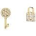 Orecchini a Bottone con Lucchetto e Chiave Placcati Oro - Foto miniatura 1