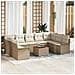 Set da Giardino 10 Pezzi con Cuscini Beige Rattan Acacia - Foto miniatura 2