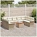 Set da Giardino 10 Pezzi con Cuscini Beige Rattan Acacia - Foto miniatura 3