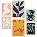 Set Di 6 Stampe Foglie A Strisce In Fiori, Dipinti Decorativi Estetici Astratti Per Il Tuo Soggiorno Di Casa A3 & A4 Telaio In Legno Chiaro - Foto miniatura 1