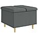 Pouf contenitore Grigio scuro 60 x 60 x 45 cm Tessuto - Foto miniatura 1