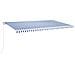 Tenda da Sole Retrattile Manuale con LED 600x350 cm Blu Bianco - Foto miniatura 1