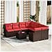 Set di divani 9 pz 3-Numero di posti Marrone e Rosso polyrattan - Foto miniatura 8