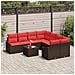 Set di divani 9 pz 3-Numero di posti Marrone e Rosso polyrattan - Foto miniatura 9