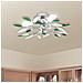 Lampada da soffitto con braccia a foglie bianche e verdi in cristallo acrilico per 3lampadine E14 - Foto miniatura 2