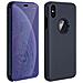 Custodia Apple Iphone Xs Max Flip Specchio Sportellino Traslucido Blu Scuro - Foto miniatura 3