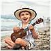 Soprano Ukulele Kit Per Iniziare Con Il Sacchetto Clip-on Tuner Stringhe Aggiuntivi Cinghia Plettro Fret Adesivi Chords Carta Panno Tan Brown - Foto miniatura 4