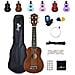 Soprano Ukulele Kit Per Iniziare Con Il Sacchetto Clip-on Tuner Stringhe Aggiuntivi Cinghia Plettro Fret Adesivi Chords Carta Panno Tan Brown - Foto miniatura 1