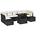 Set di divano da giardino a 8 pezzi con cuscini neri in polyrattan - Foto miniatura 1