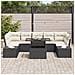 Set di divano da giardino a 8 pezzi con cuscini neri in polyrattan - Foto miniatura 3