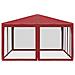 Tenda per Feste con 8 Pareti Laterali in Rete Rossa 4x4 m HDPE - Foto miniatura 4