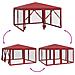 Tenda per Feste con 8 Pareti Laterali in Rete Rossa 4x4 m HDPE - Foto miniatura 6
