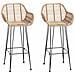 Sedia da Bar 2 pcs Naturale 55 x 52 x 105 cm Rattan e Ferro - Foto miniatura 1