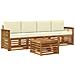 Set di divani da esterno con cuscino 5 pcs Naturale e Crema - Foto miniatura 1