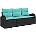 Set Divano da Giardino 3 pcs Nero e turchese Poly Rattan - Foto miniatura 1