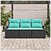 Set Divano da Giardino 3 pcs Nero e turchese Poly Rattan - Foto miniatura 3