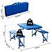 Tavolino da Campeggio in Alluminio con 4 Sedie, Richiudibile a Valigetta, Colore Blu 135.5x84.5x66 cm - Foto miniatura 6