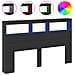 Testiera Con Contenitore A Led Nera 160x17x102 Cm - Foto miniatura 2