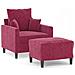 Poltrona Con Poggiapiedi Rosso Vino 60 Cm In Velluto - Foto miniatura 2