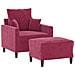 Poltrona Con Poggiapiedi Rosso Vino 60 Cm In Velluto - Foto miniatura 3