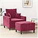 Poltrona Con Poggiapiedi Rosso Vino 60 Cm In Velluto - Foto miniatura 1