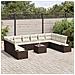 Set di divani da giardino da 10 pezzi con cuscini grigi in rattan polietilene - Foto miniatura 3