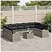 Set Divano da Giardino di 10 Pezzi con Cuscini Grigio in Rattan, Divano da Giardino a 2 Posti con Ripostiglio e Cuscini Grigio Chiaro in Rattan - Foto miniatura 3