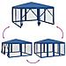 Tenda per Feste con 8 Pareti Laterali in Rete Blu 4x4 m HDPE - Foto miniatura 6