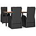 Set Pranzo Giardino 5pz Nero Polyrattan Legno Massello Acacia - Foto miniatura 1