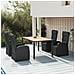 Set Pranzo Giardino 5pz Nero Polyrattan Legno Massello Acacia - Foto miniatura 2