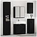 Set di mobili per il bagno 5 pcs Rovere Nero Legno multistrato - Foto miniatura 2