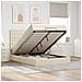 Struttura Letto Pouf con Materasso Crema 140x190 cm in Tessuto - Foto miniatura 2