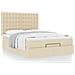 Struttura Letto Pouf con Materasso Crema 140x190 cm in Tessuto - Foto miniatura 4