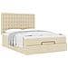 Struttura Letto Pouf con Materasso Crema 140x190 cm in Tessuto - Foto miniatura 5