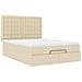 Struttura Letto Pouf con Materasso Crema 140x190 cm in Tessuto - Foto miniatura 6