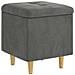 Pouf contenitore Grigio scuro 40 x 40 x 45 cm Velluto - Foto miniatura 1