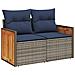 Set di divani 5 pz Grigio e Blu Navy Rattan sintetico e Acciaio - Foto miniatura 8