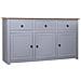 Credenza Grigia 135x40x80 cm in Legno Massello di Pino Panama - Foto miniatura 1
