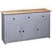 Credenza Grigia 135x40x80 cm in Legno Massello di Pino Panama - Foto miniatura 5
